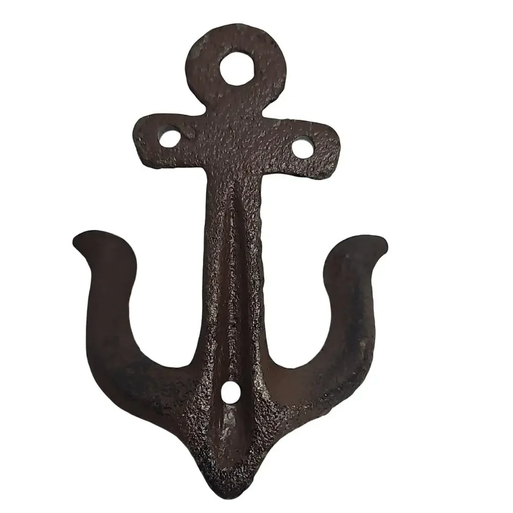 Cast Iron Anchor Wall Hook in Dark Brown Coastal